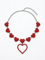 Vintage Moschino Red Hearts Statement Necklace