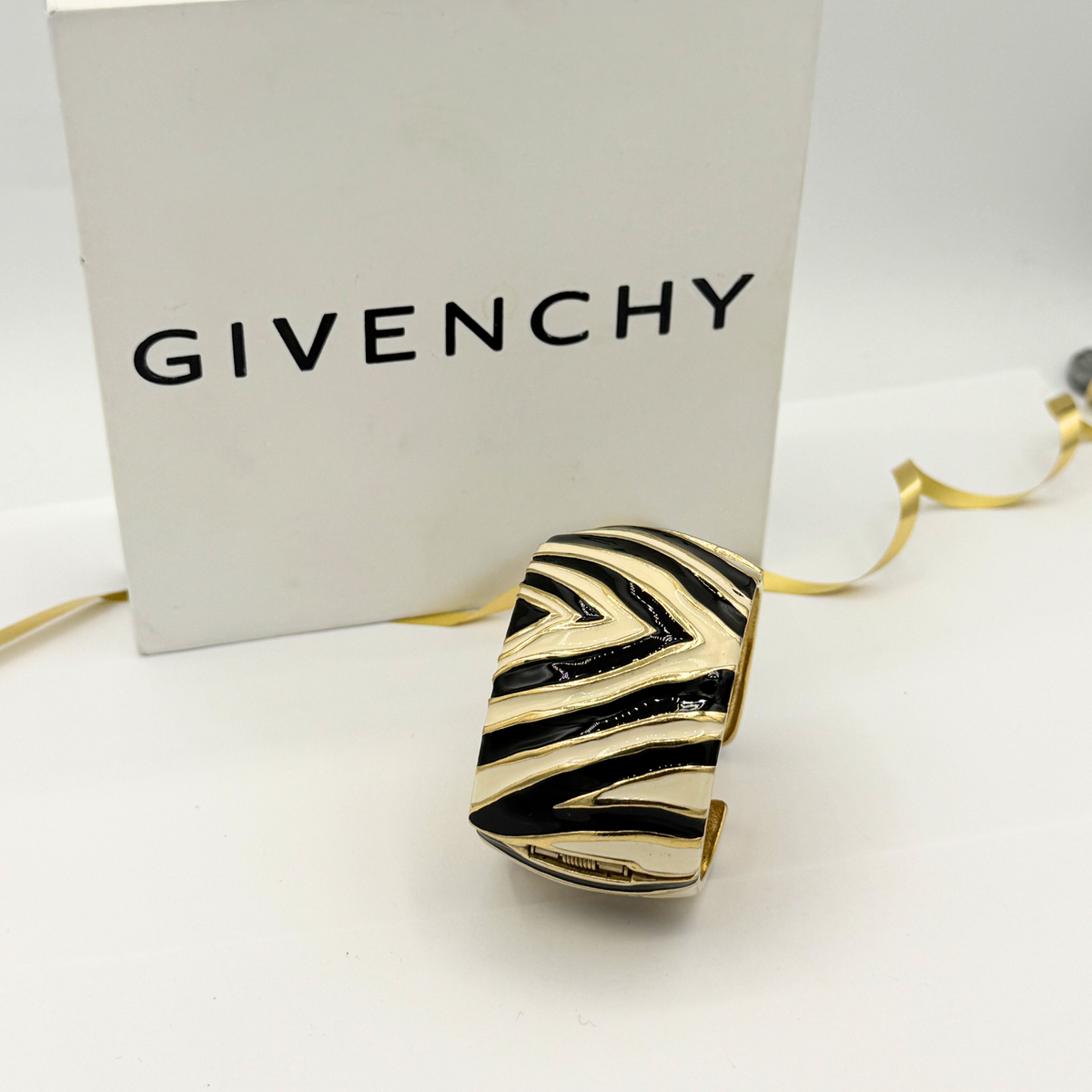 Vintage Givenchy Abstract Zebra Pattern Cuff Bracelet
