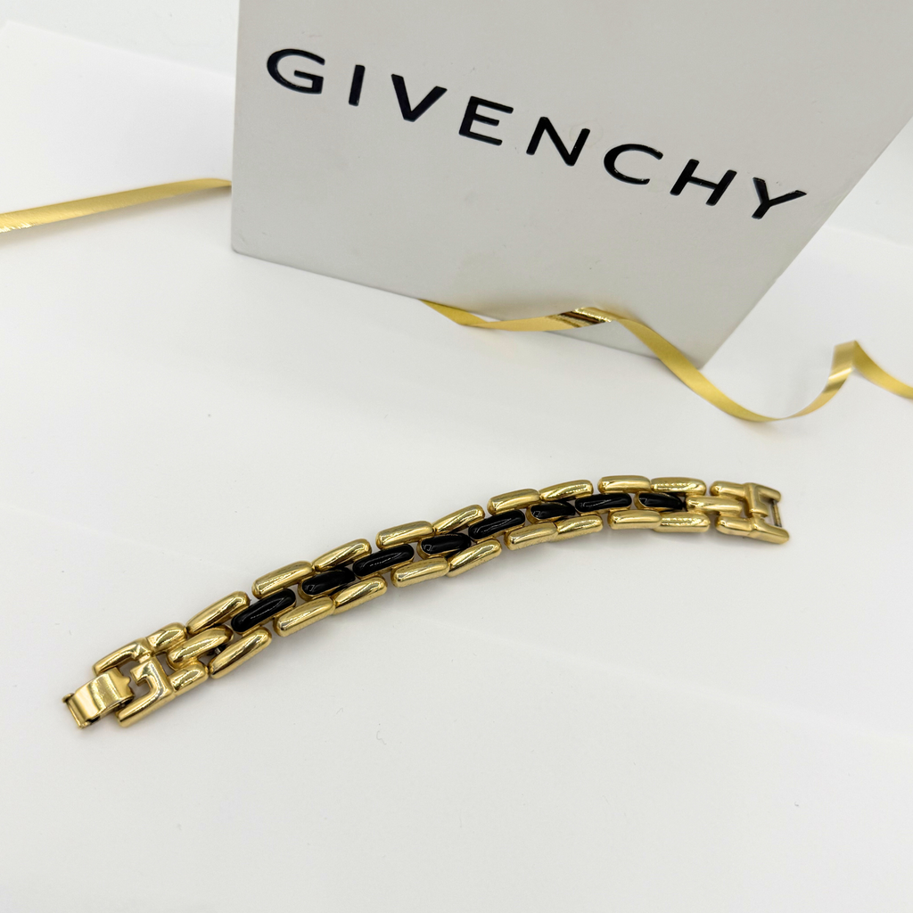 Vintage Givenchy Chain Bracelet Black Enamel – view 2