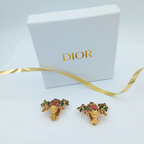 Vintage Christian Dior Flower Basket Crystal Clip Earrings 1971 – view 3
