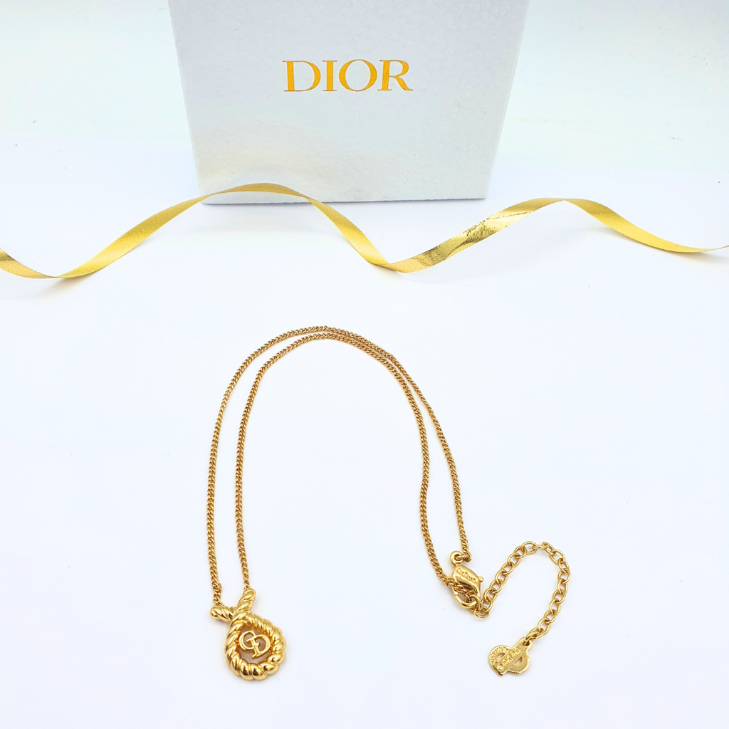 Vintage Christian Dior Twisted Loop CD Logo Necklace