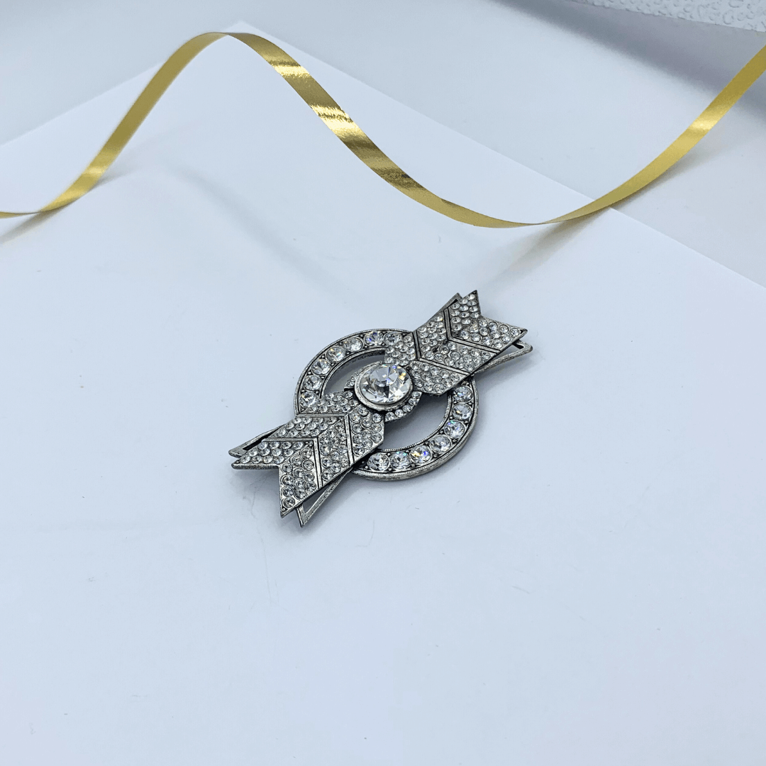 Vintage Givenchy Geometric XL Crystals Brooch