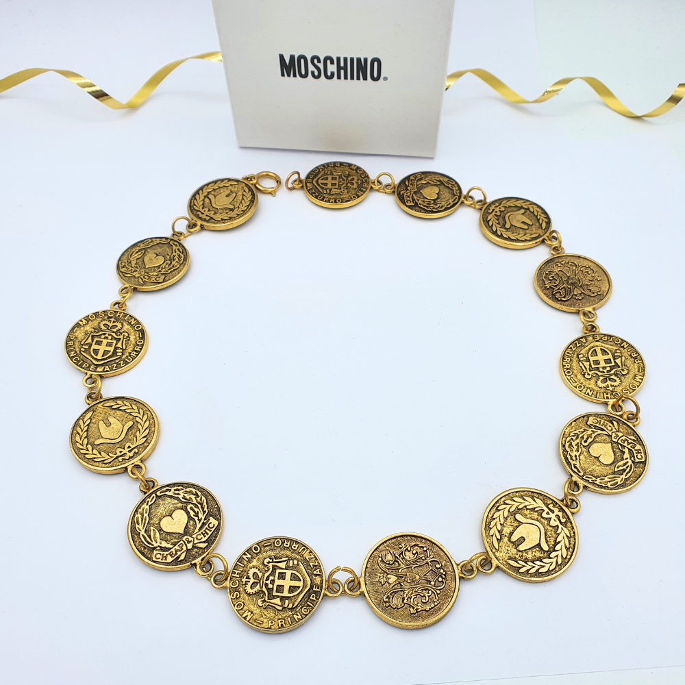 Vintage Moschino Gold-Tone Coins Necklace