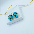 Vintage Christian Dior Flower-Shaped Cabochons Clip Earrings 1967