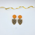Giorgio Armani Vintage Earrings – Baroque Shield & Amber Cabochon