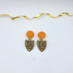 Giorgio Armani Vintage Earrings – Baroque Shield & Amber Cabochon