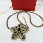 Vintage Valentino Garavani Flower-Shaped Rhinestone Statement Necklace – view 2
