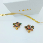 Vintage Christian Dior Flower Basket Crystal Clip Earrings 1971 – view 2