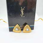 Vintage Yves Saint Laurent Triangular Crystal Clip Earrings