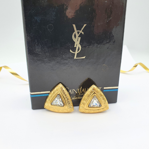 Yves Saint Laurent Kristallen Clip Oorbellen