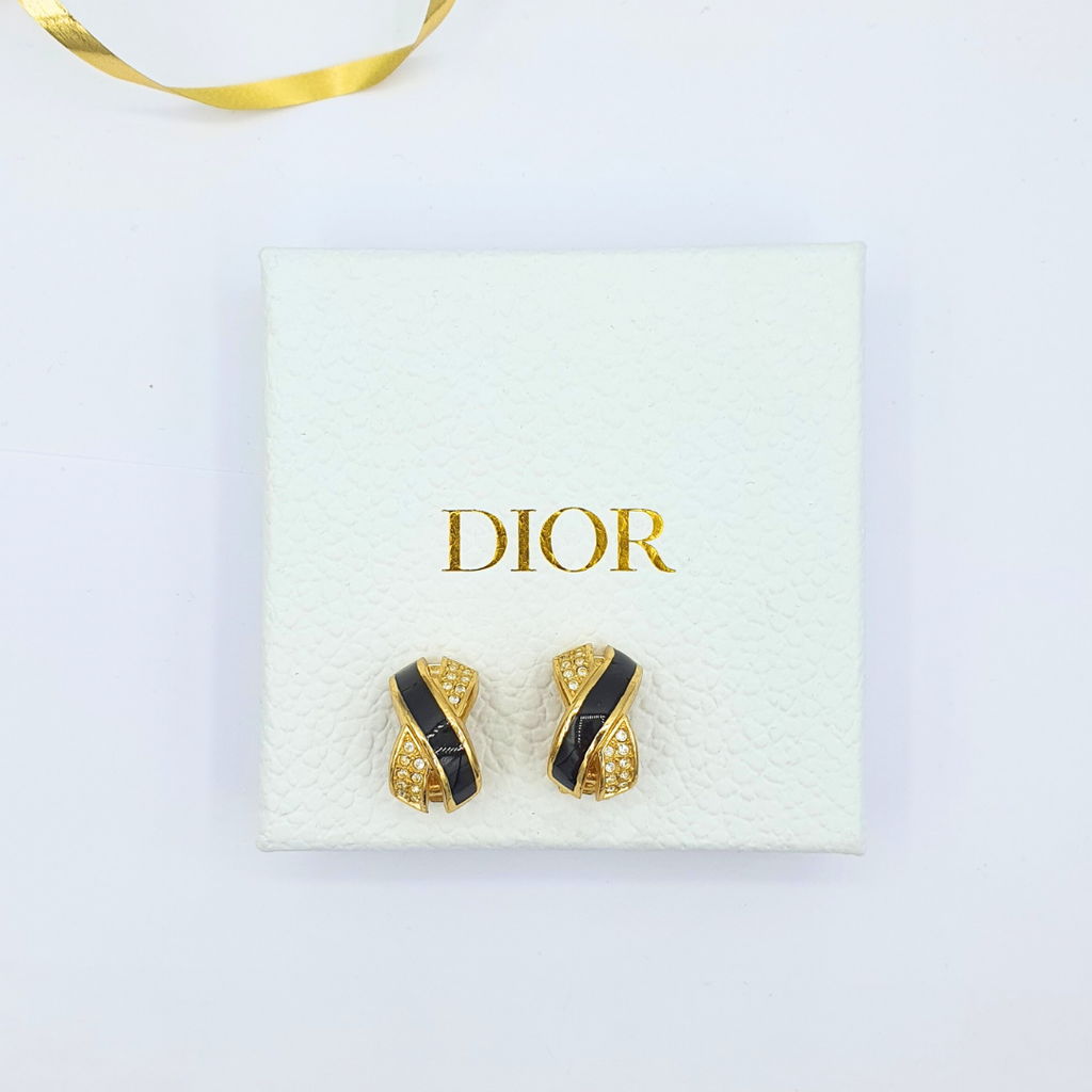Vintage Christian Dior Cross Motif Clip Earrings