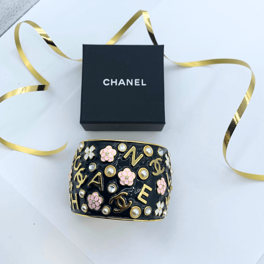Vintage Chanel Pink Flower Cuff