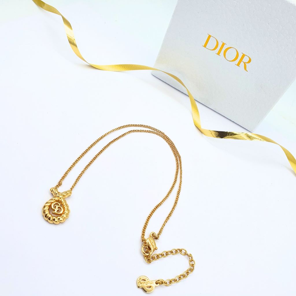 Vintage Christian Dior Twisted Loop CD Logo Necklace – view 2