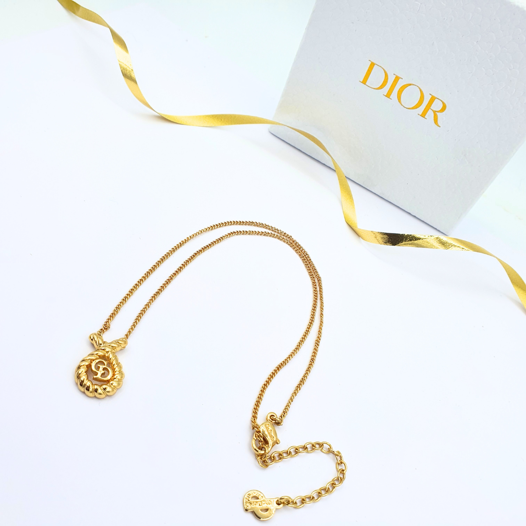 Vintage Christian Dior Twisted Loop CD Logo Necklace – view 2