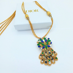 Vintage Grosse for Christian Dior Long Peacock Feather Necklace 1965 – view 4