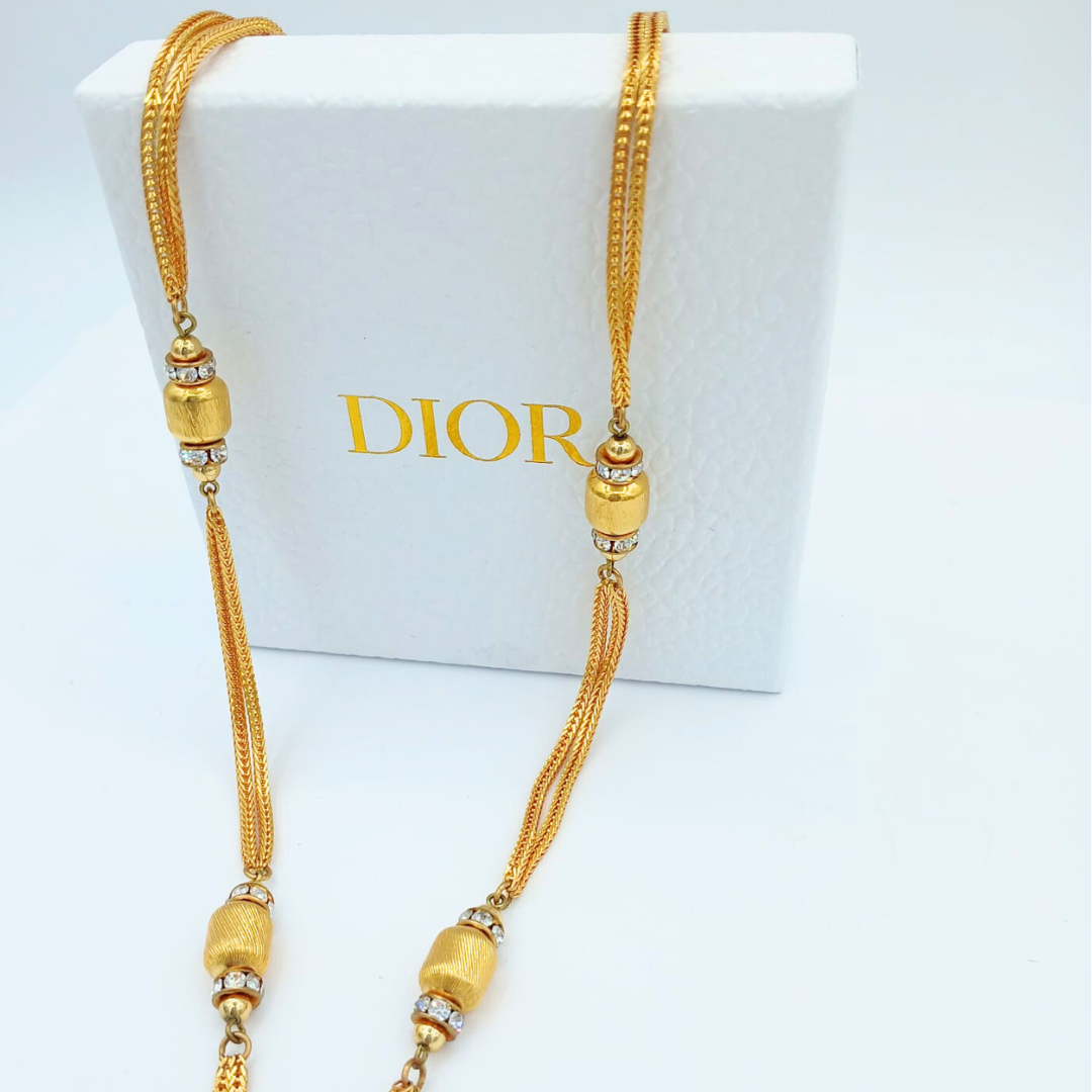 Vintage Grosse for Christian Dior Long Peacock Feather Necklace 1965 – view 5