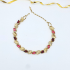 Vintage Coro – Leaf Motif Necklace with Pink & Burgundy Crystals