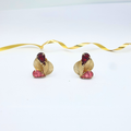 Vintage Coro – Leaf Motif Earrings with Pink & Burgundy Crystals