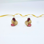 Vintage Coro – Leaf Motif Earrings with Pink & Burgundy Crystals