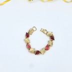 Vintage Coro – Leaf Motif Bracelet with Pink & Burgundy Crystal