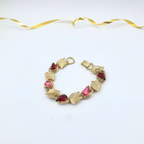 Vintage Coro – Leaf Motif Bracelet with Pink & Burgundy Crystal – view 3