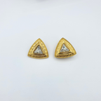 Vintage Yves Saint Laurent Triangular Crystal Clip Earrings – view 3