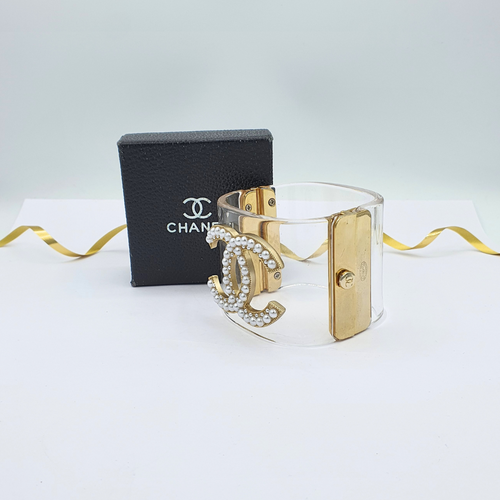 Vintage Chanel Transparent CC Bracelet – view 2