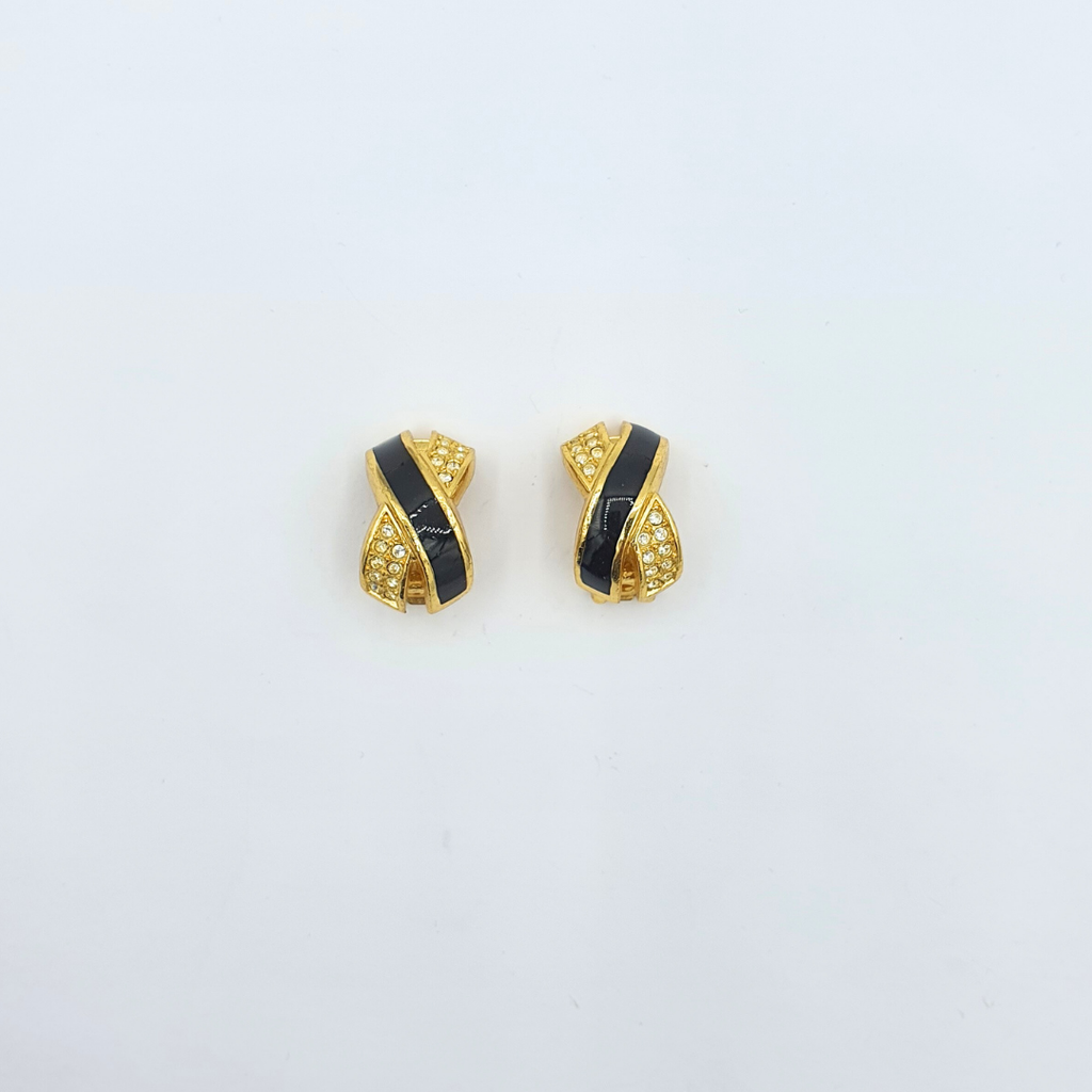 Vintage Christian Dior Cross Motif Clip Earrings – view 2