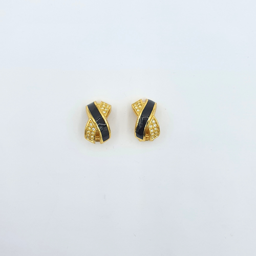 Vintage Christian Dior Cross Motif Clip Earrings – view 2