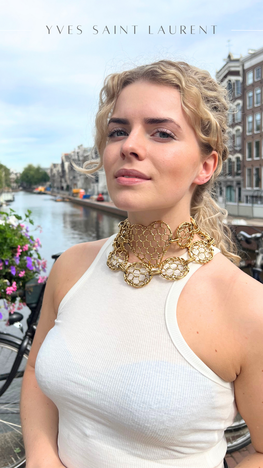 Vintage Yves Saint Laurent Openwork Honeycomb Motif Choker - Necklace - Belt – view 2