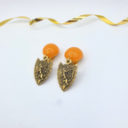 Giorgio Armani Vintage Earrings – Baroque Shield & Amber Cabochon – view 5