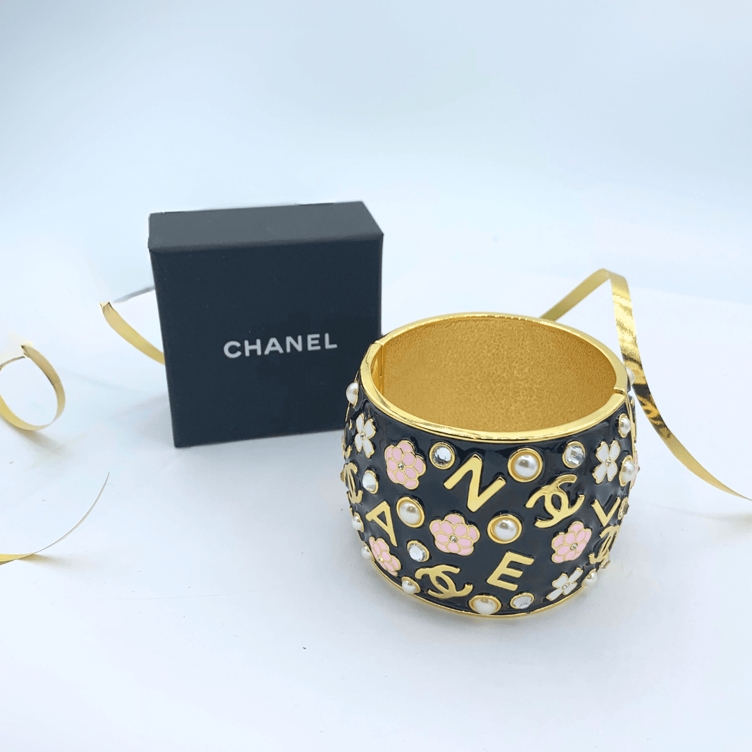 Vintage Chanel Pink Flower Cuff – view 5