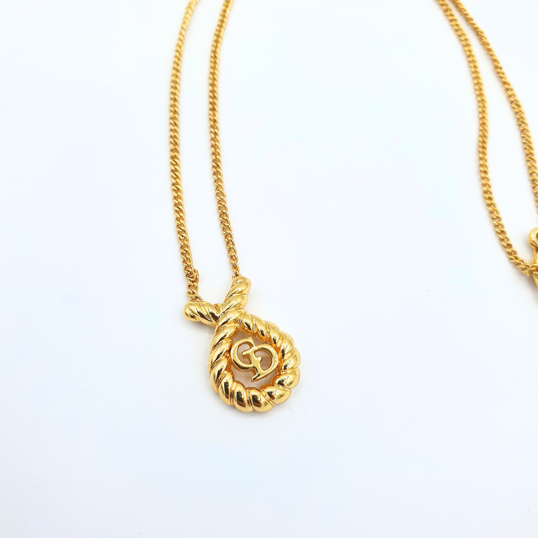 Vintage Christian Dior Twisted Loop CD Logo Necklace – view 3