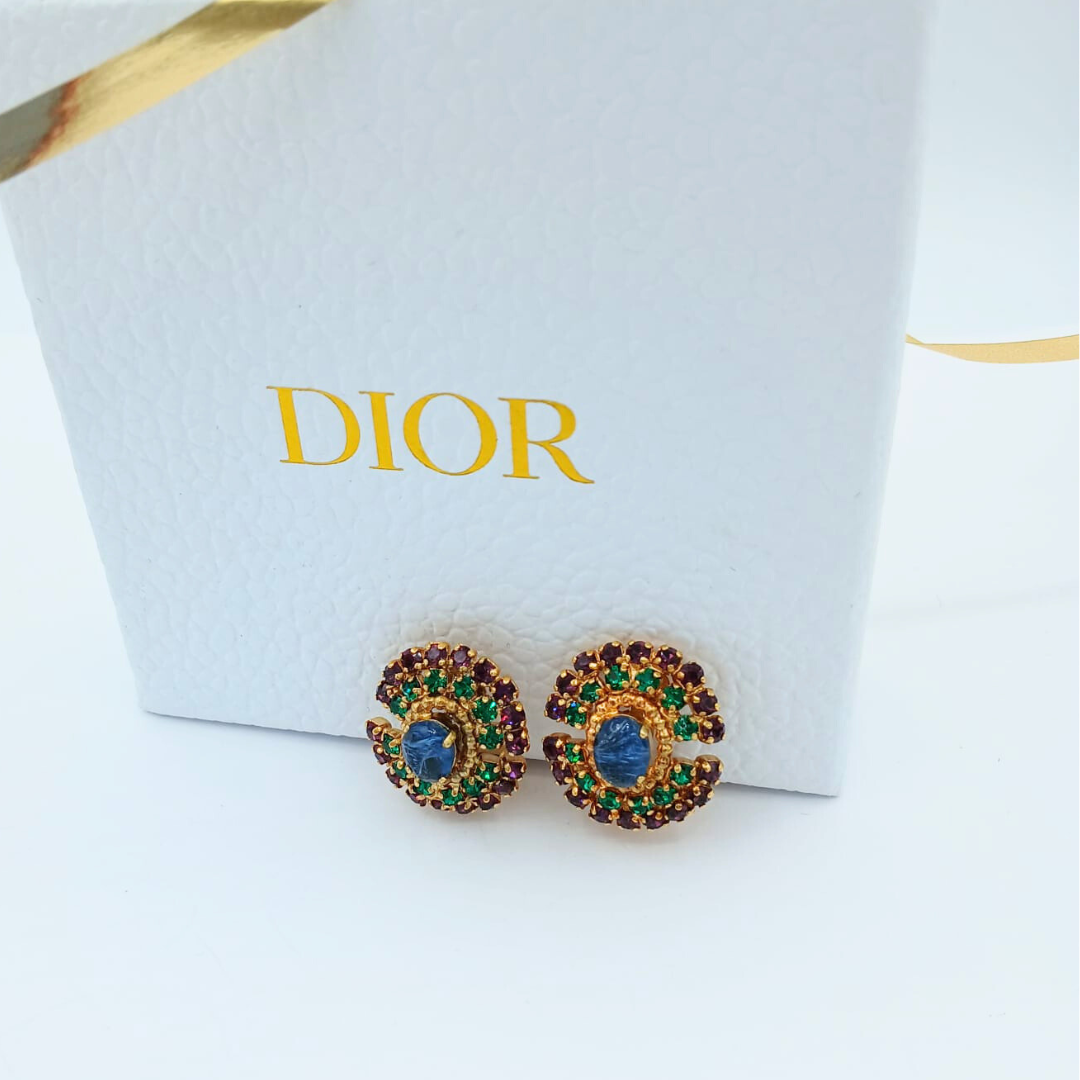 Vintage Christian Dior Crystal Clip Earrings 1974