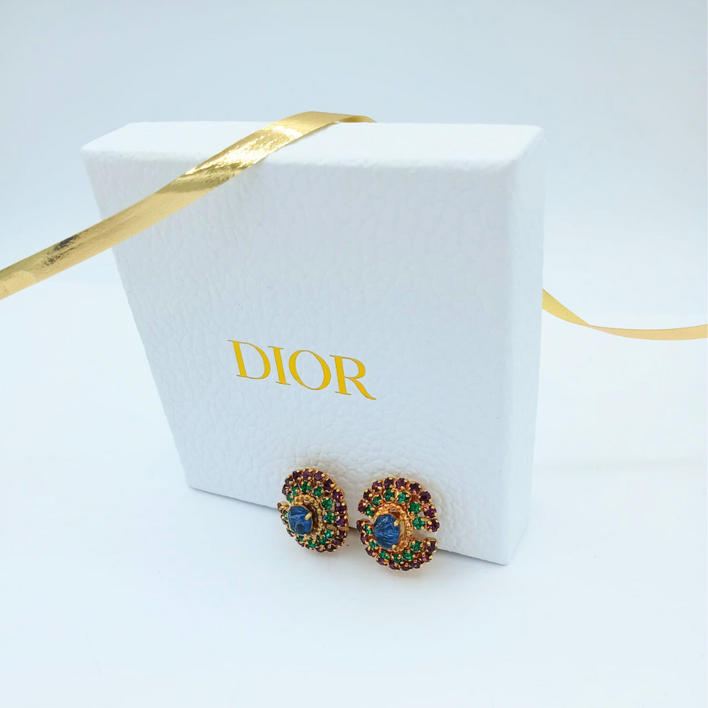 Vintage Christian Dior Crystal Clip Earrings 1974 – view 2