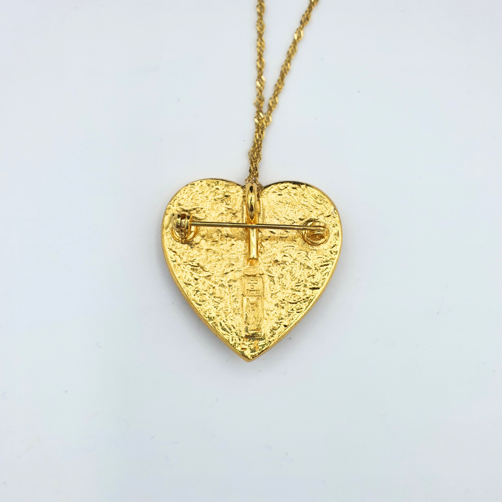 Vintage Yves Saint Laurent Pink "Sacré-Cœur" Heart-Shaped Necklace and Brooch – view 3
