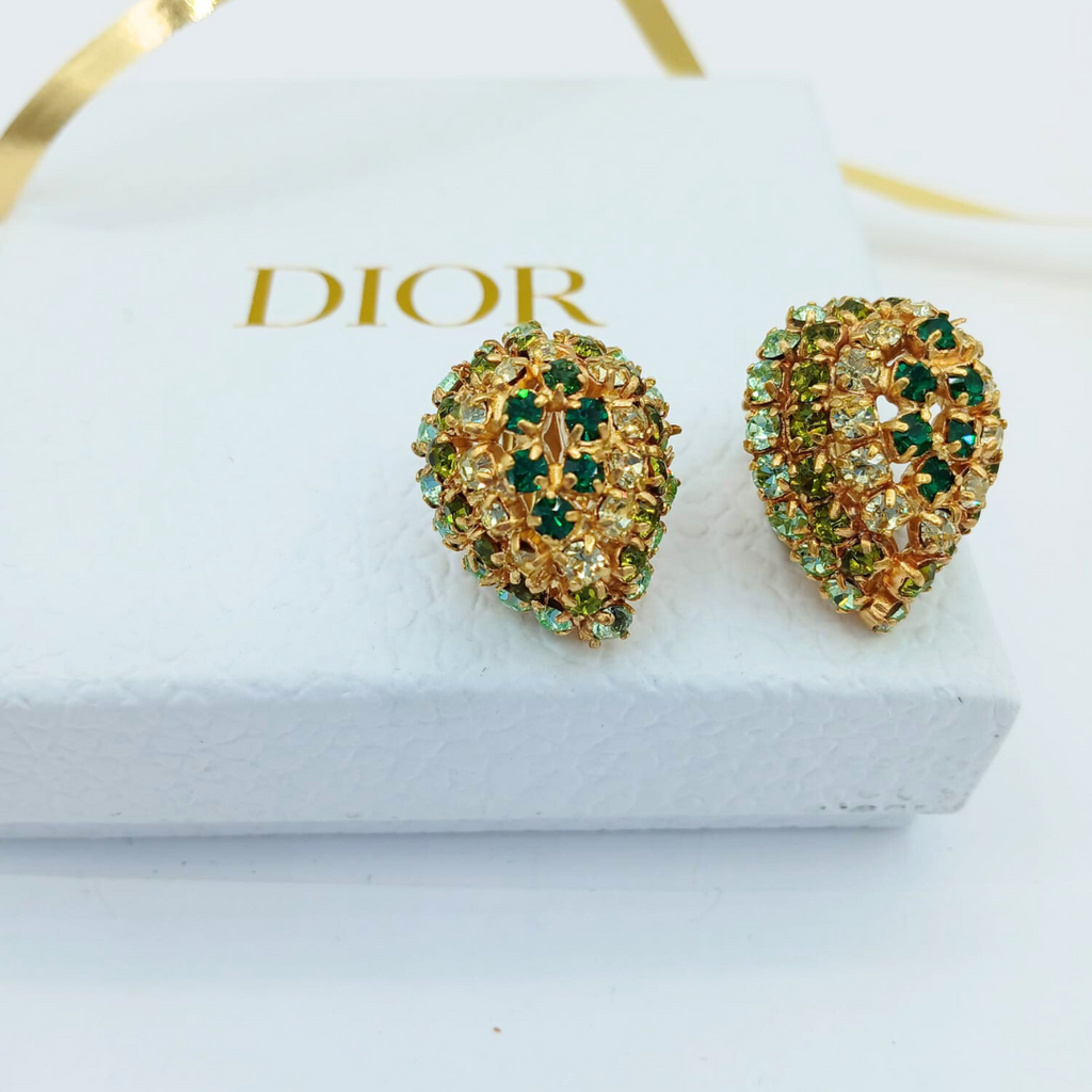 Vintage Christian Dior Teardrop Three-Dimensional Clip Earrings 1963