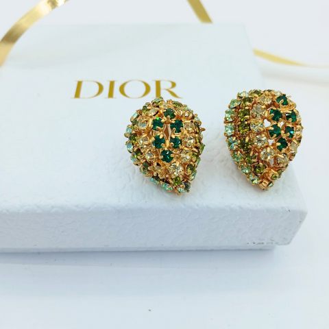 Christian Dior Druppelvormige Driedimensionale Clip Oorbellen 1963