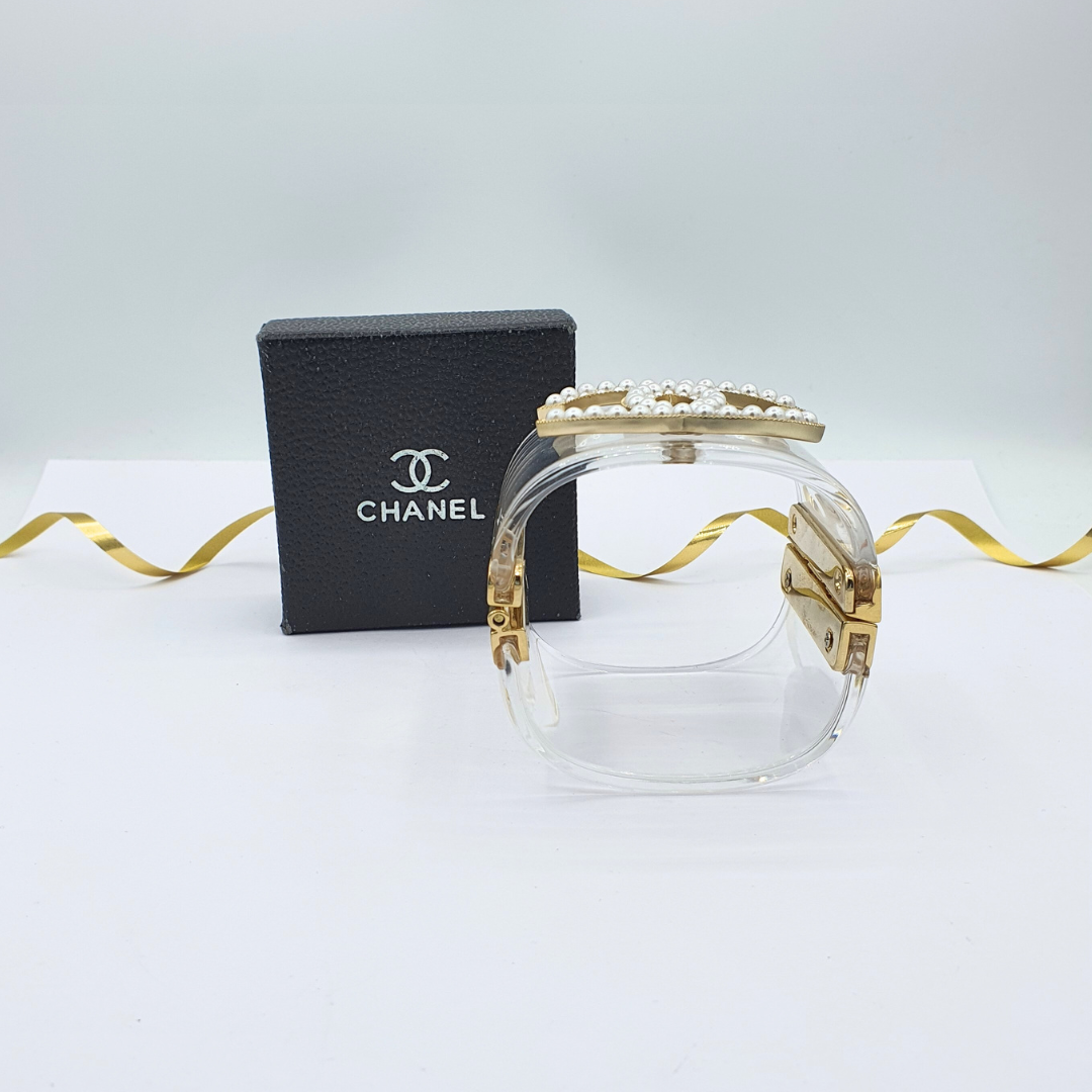 Vintage Chanel Transparent CC Bracelet – view 3