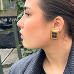 Vintage Lanvin Baguette Geometric Clip Earrings – view 3