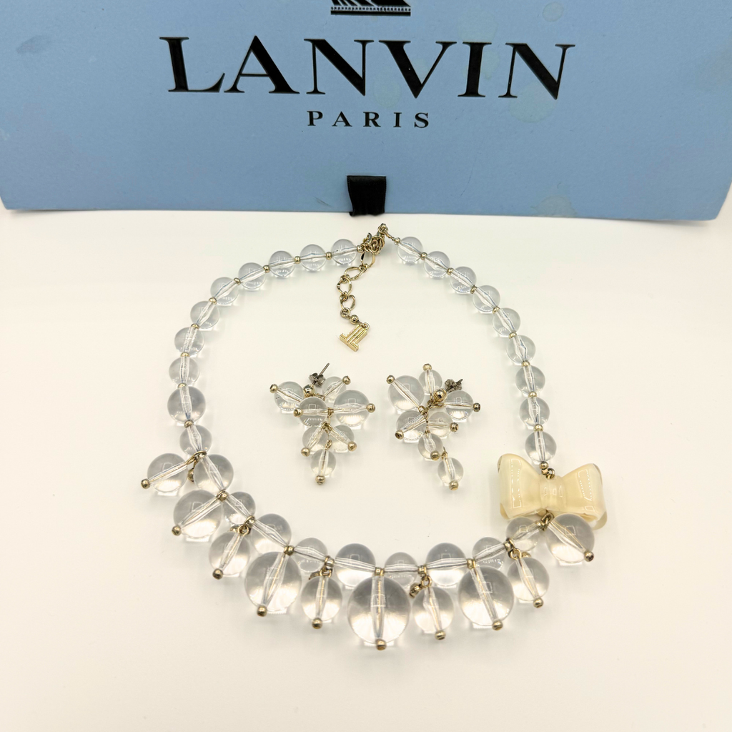 Lanvin – Vintage Transparent Statement Necklace with Bow Detail – view 5