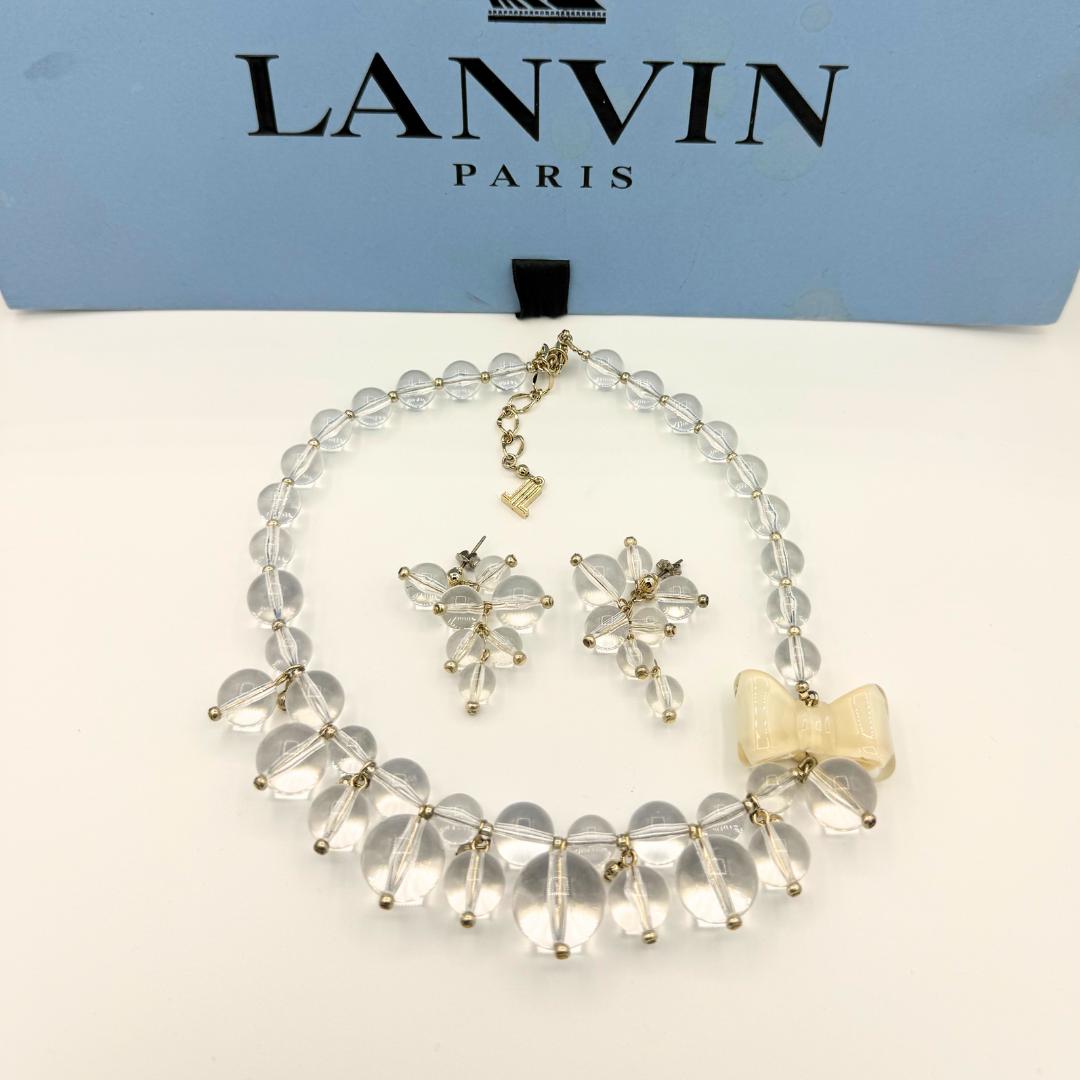 Lanvin – Vintage Transparent Statement Necklace with Bow Detail – view 5