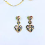 Vintage Oscar de la Renta Crystal Hearts Earrings