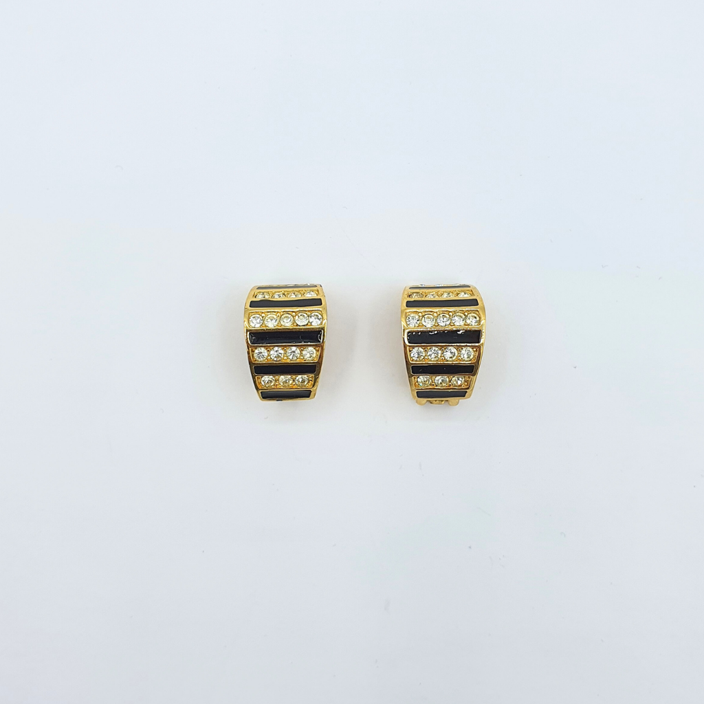Vintage Christian Dior Horizontal Stripes Clip Earrings – view 3