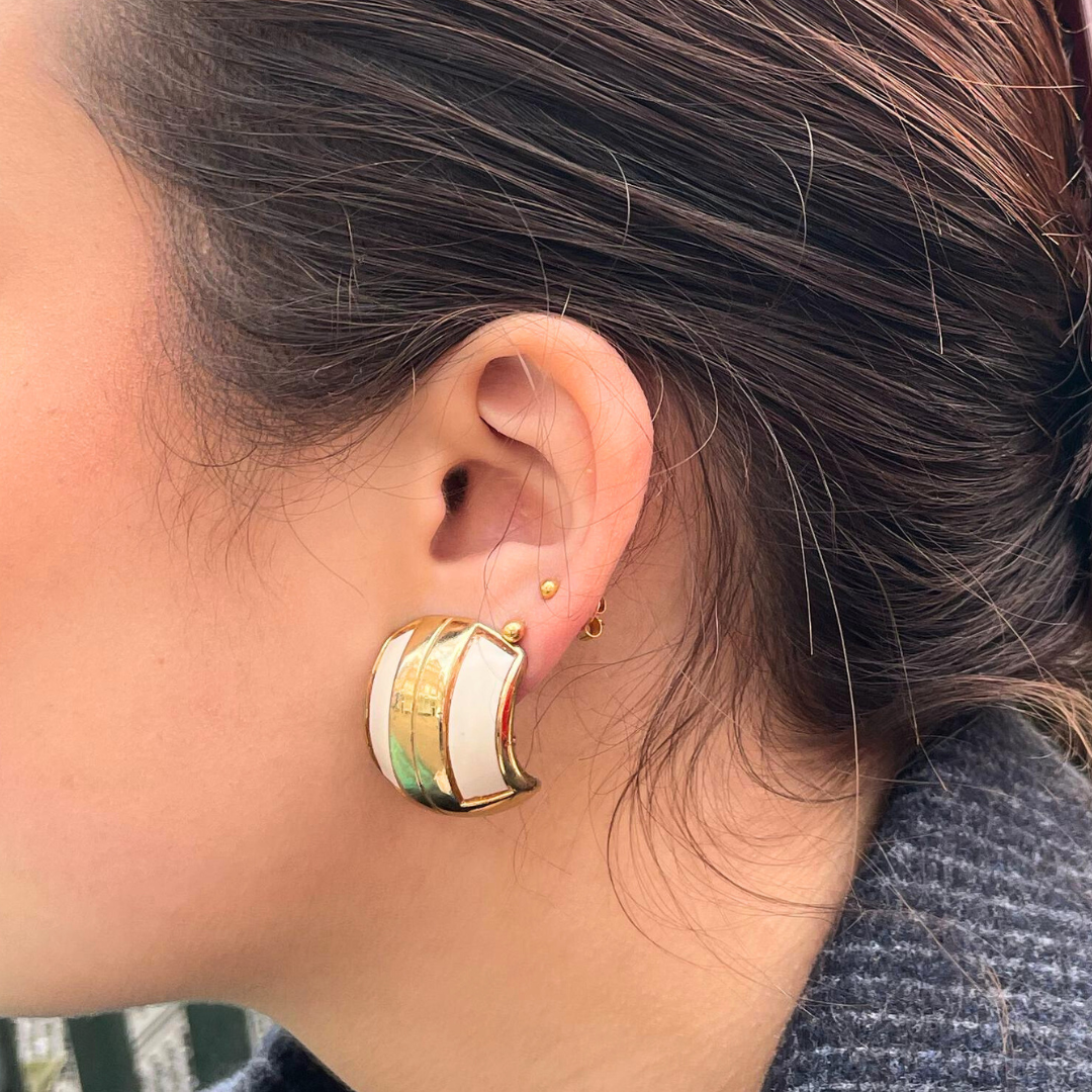 Vintage Lanvin Rectangular Domed Clip Earrings – view 4