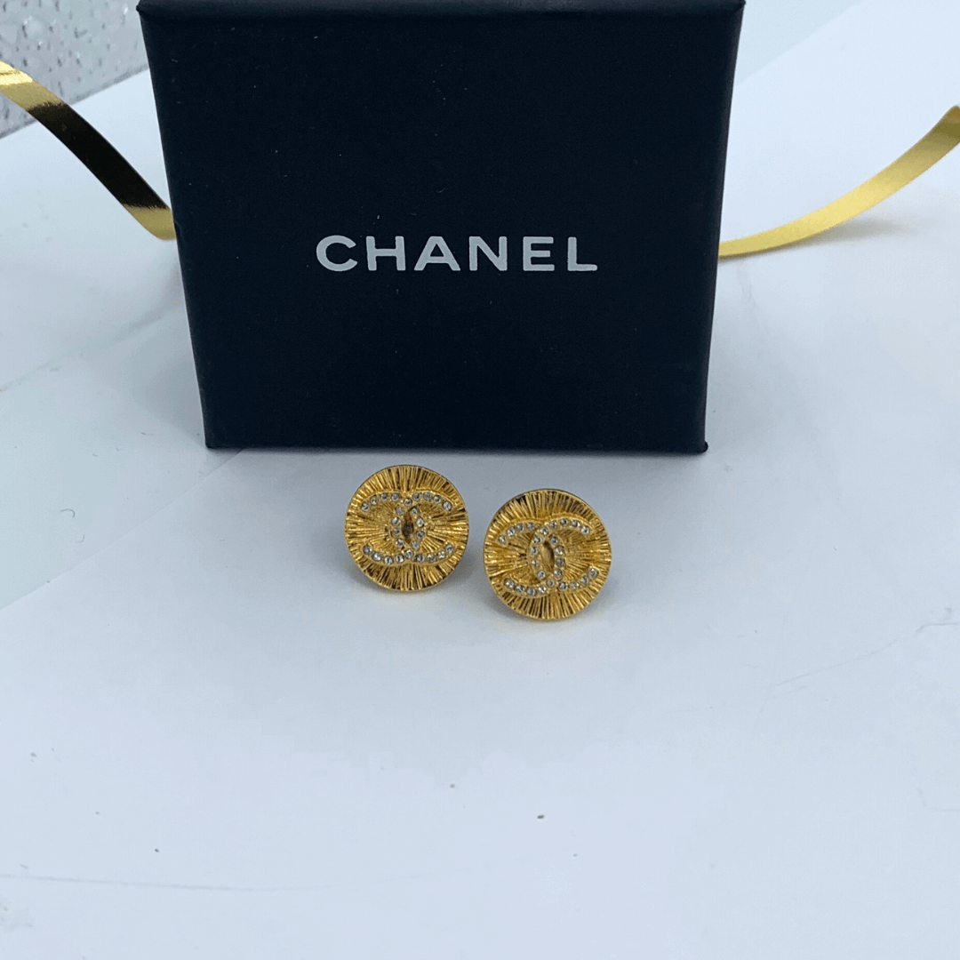 Vintage Chanel CC Logo Crystal Earrings – view 2