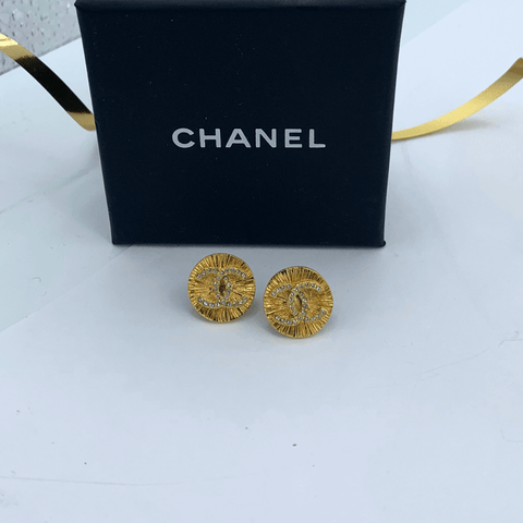 Chanel CC logo crystal earrings