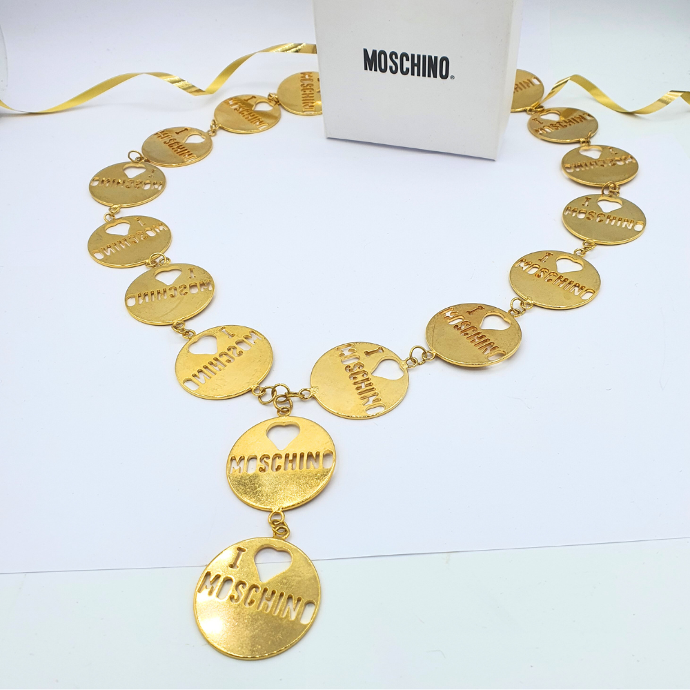 Vintage “I ♥ Moschino” Round Plaques Necklace