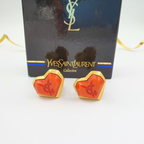 Vintage Yves Saint Laurent Red Heart-Shaped Clip Earrings – view 2