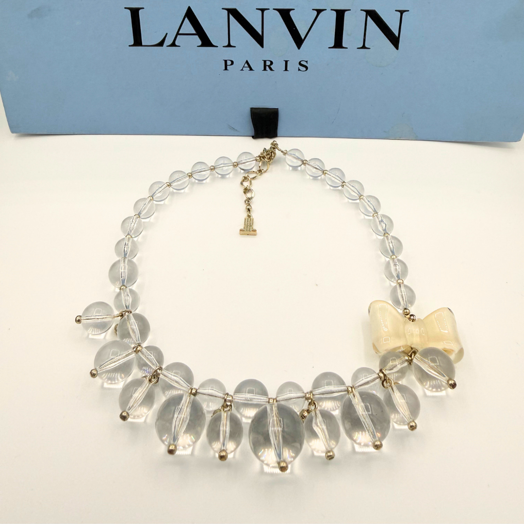Lanvin – Vintage Transparent Statement Necklace with Bow Detail – view 2